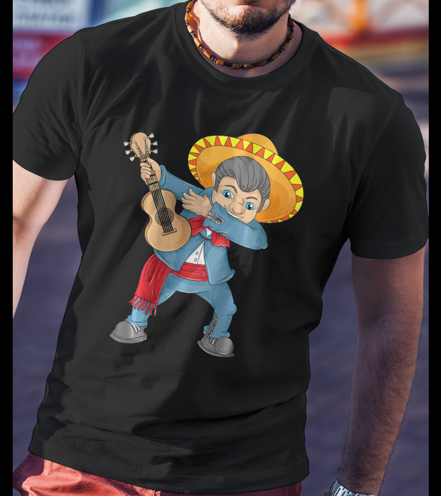 Mariachi Guitar Dabbing Cinco De Mayo T-Shirt