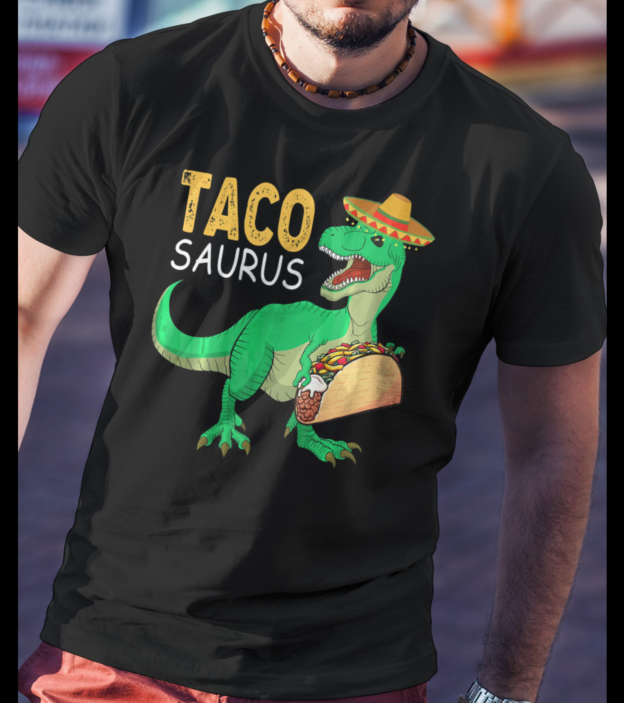 Taco Tacosaurus Dinosaur Sombrero Mexican Cinco De Mayo T-Shirt