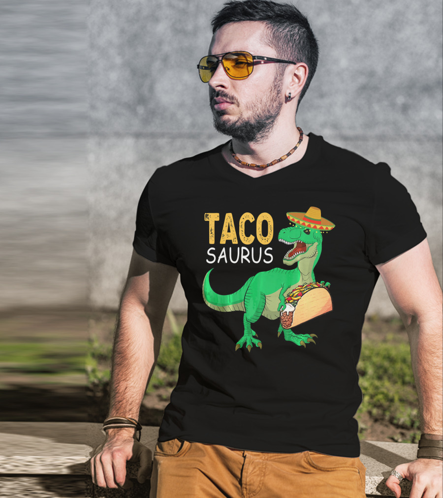Taco Tacosaurus Dinosaur Sombrero Mexican Cinco De Mayo T-Shirt