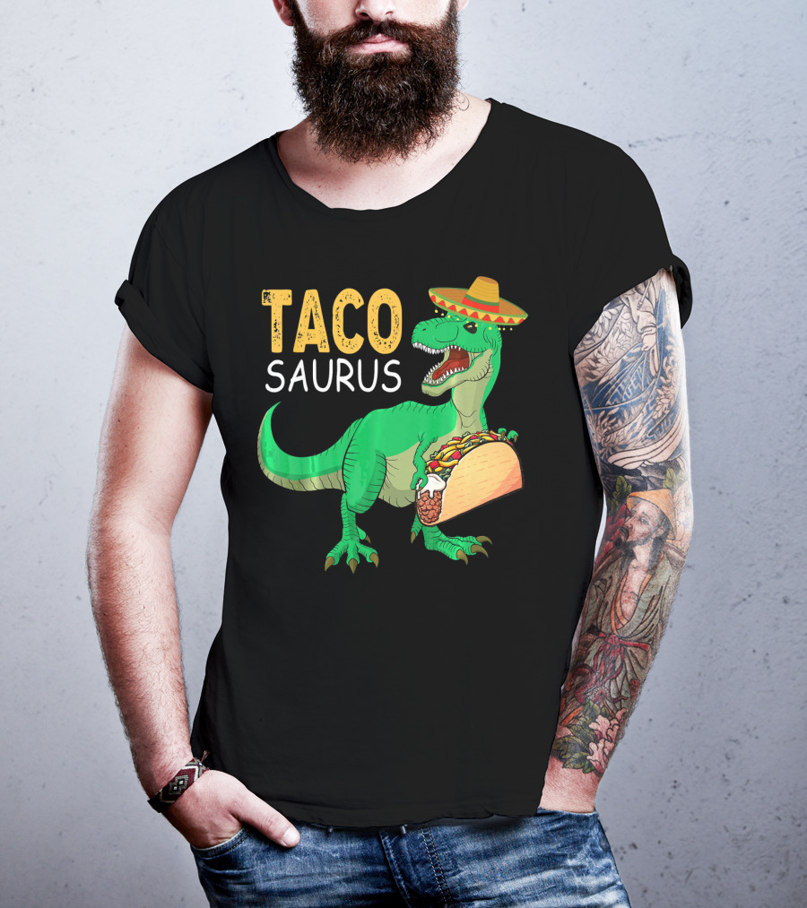 Taco Tacosaurus Dinosaur Sombrero Mexican Cinco De Mayo T-Shirt