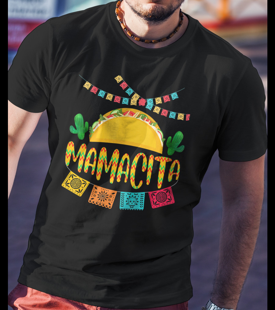 Mamacita Cactus Taco Mexican Fiesta Cinco De Mayo T-Shirt