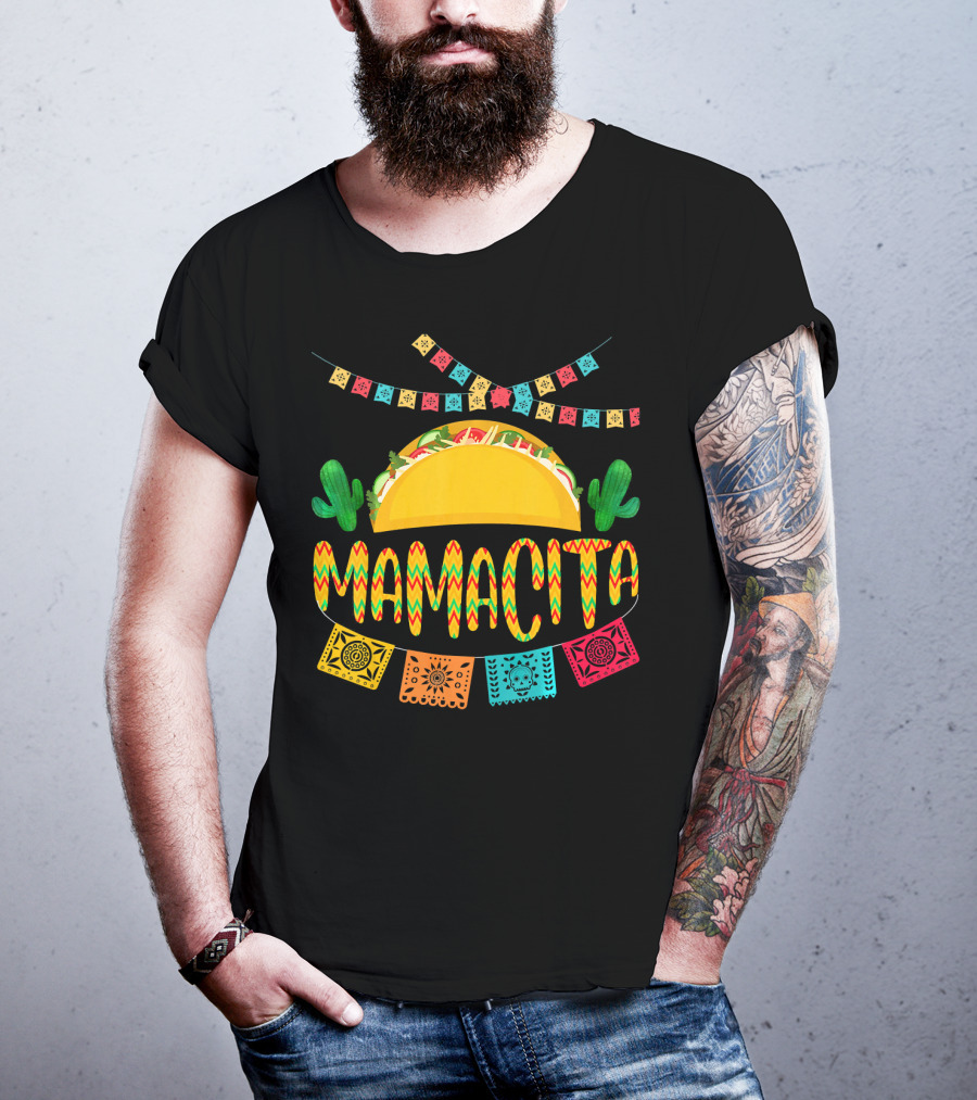 Mamacita Cactus Taco Mexican Fiesta Cinco De Mayo T-Shirt