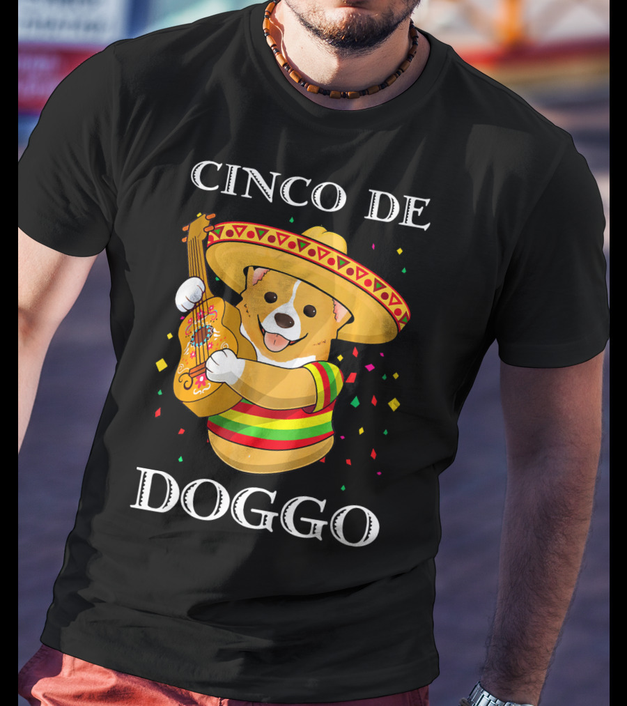 Cinco De Doggo Funny Corgi Guitar Fiesta T-Shirt
