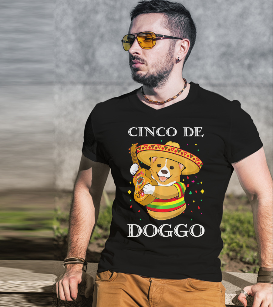 Cinco De Doggo Funny Corgi Guitar Fiesta T-Shirt