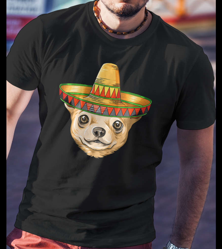 Chihuahua Wearing Mexican Sombrero For Cinco De Mayo T-Shirt