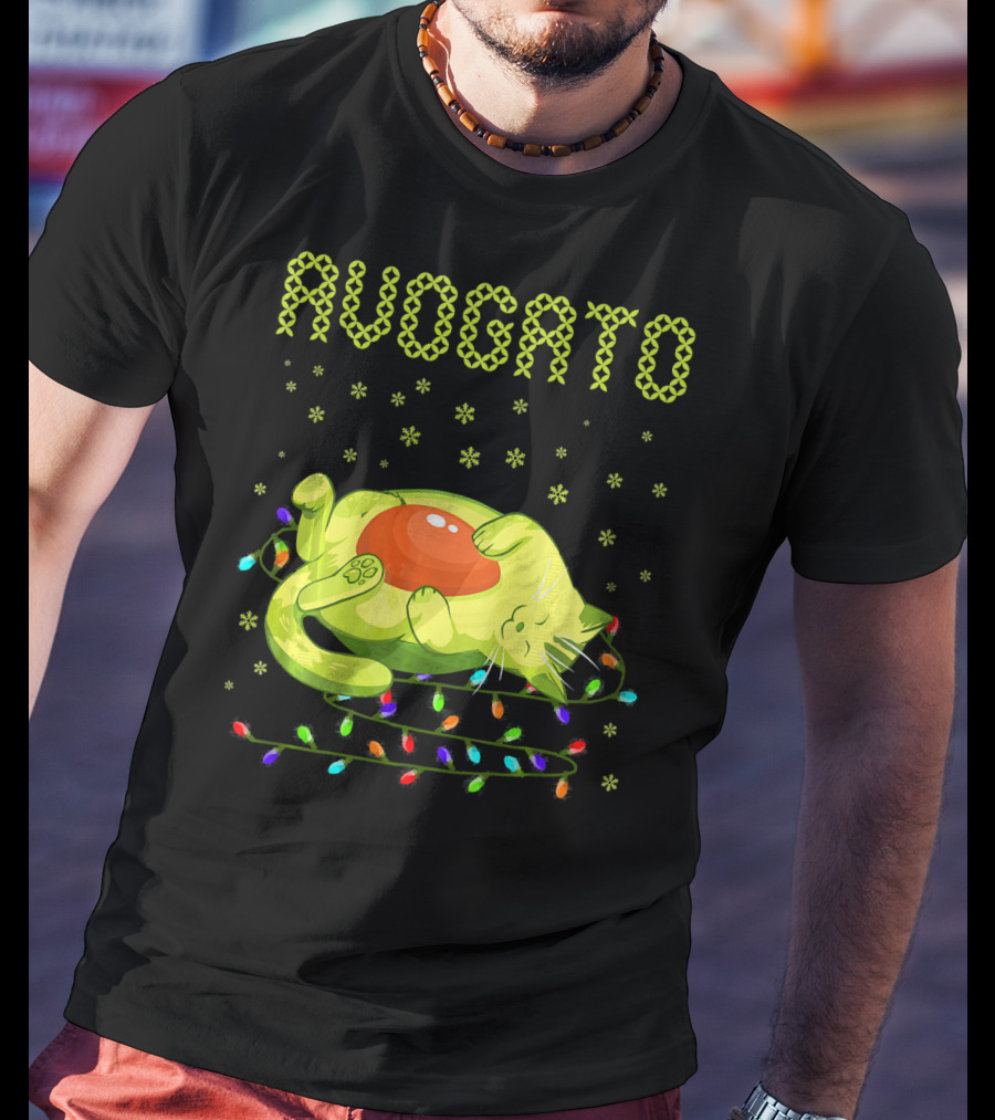 Avogato Cat With Colorful Lights Funny Cinco De Mayo Meow T-Shirt
