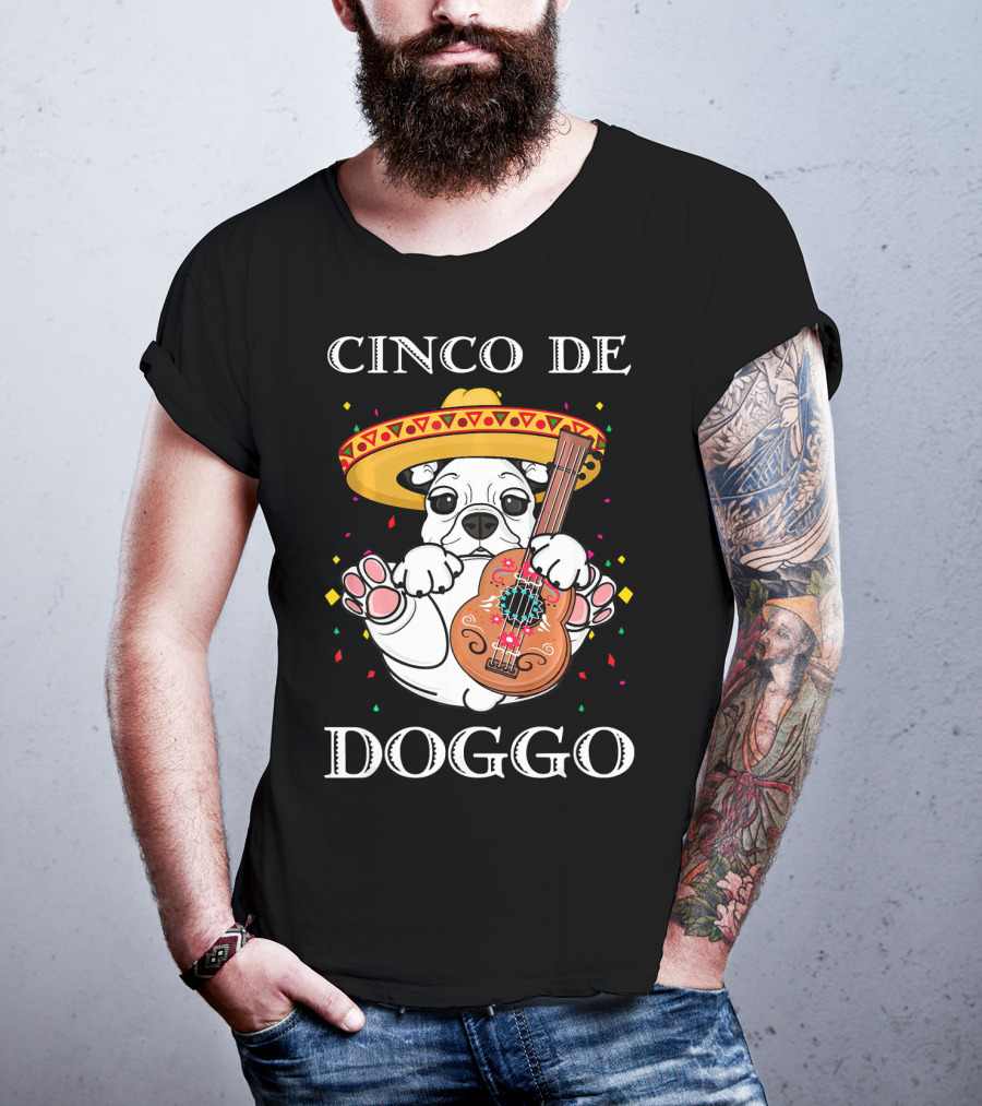 Cinco De Doggo Funny French Bulldog Guitar T-Shirt