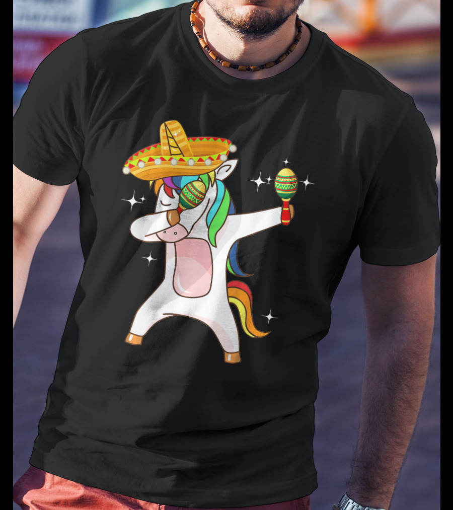 Dabbing Unicorn Sombrero Maracas Cinco De Mayo T-Shirt