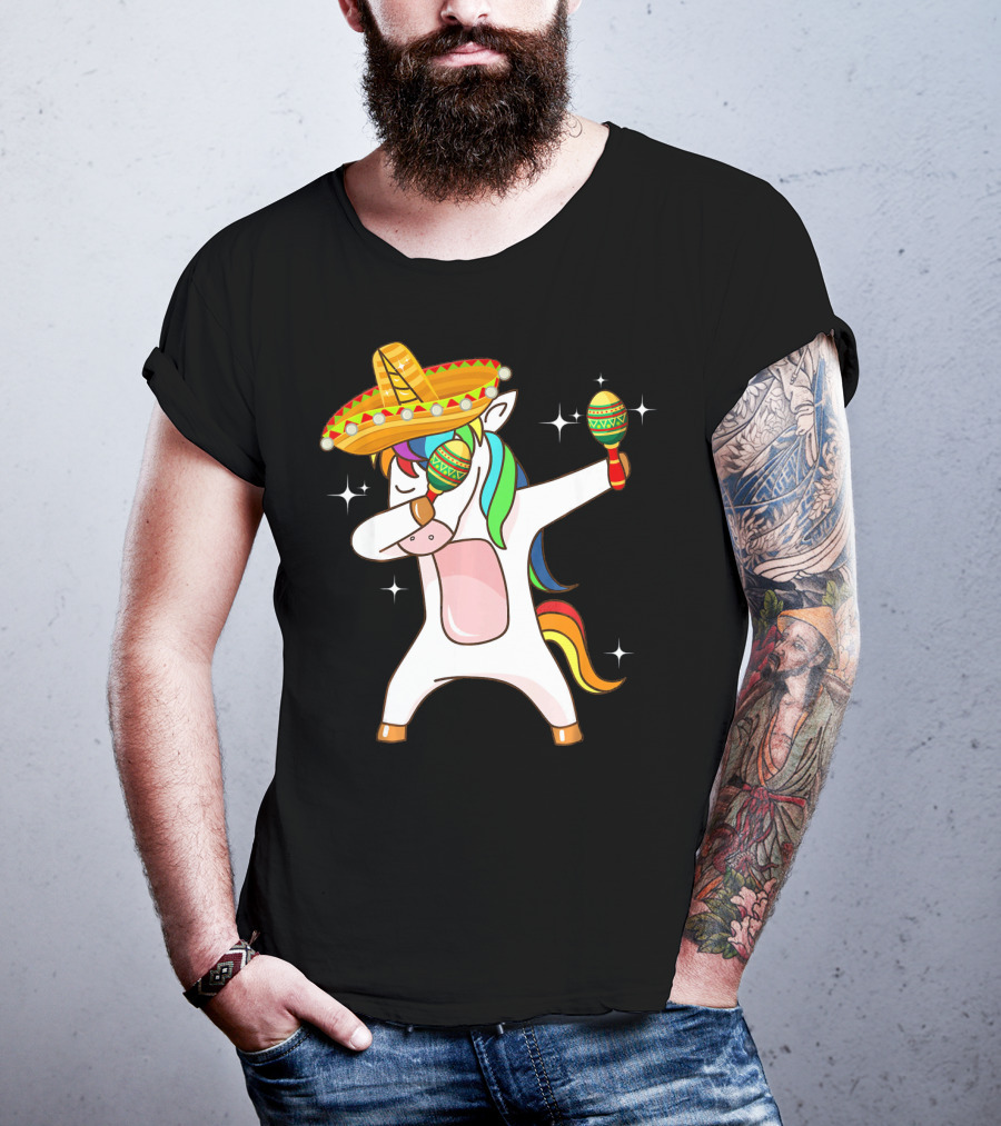 Dabbing Unicorn Sombrero Maracas Cinco De Mayo T-Shirt