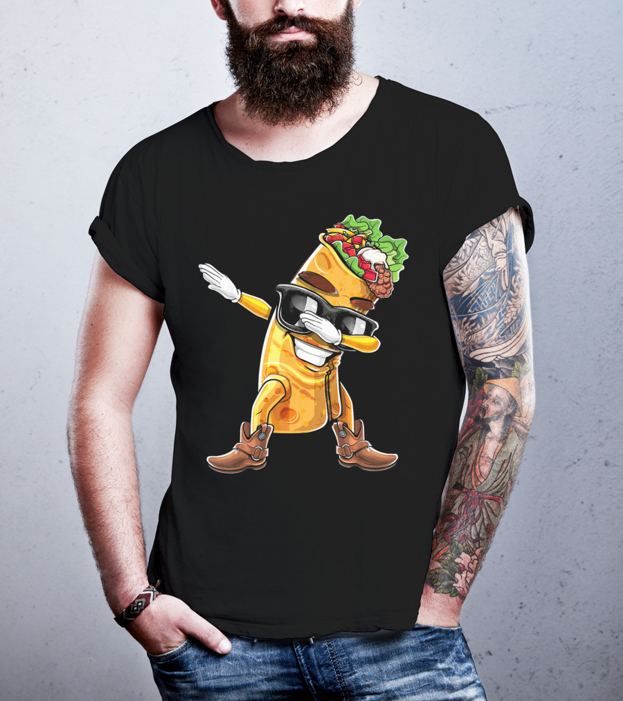 Dabbing Burrito With Cowboy Boots Cinco De Mayo Party T-Shirt