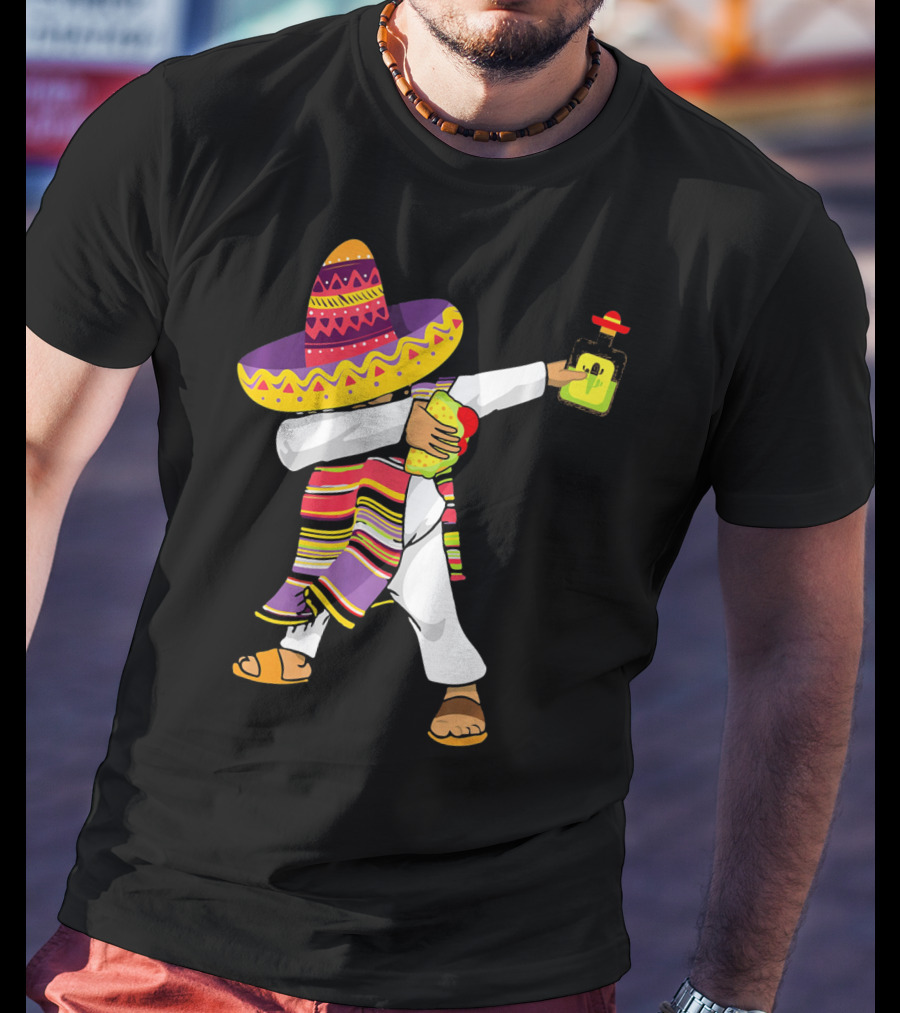 Mexican Poncho Dabbing Sombrero Cinco De Mayo Tequila T-Shirt