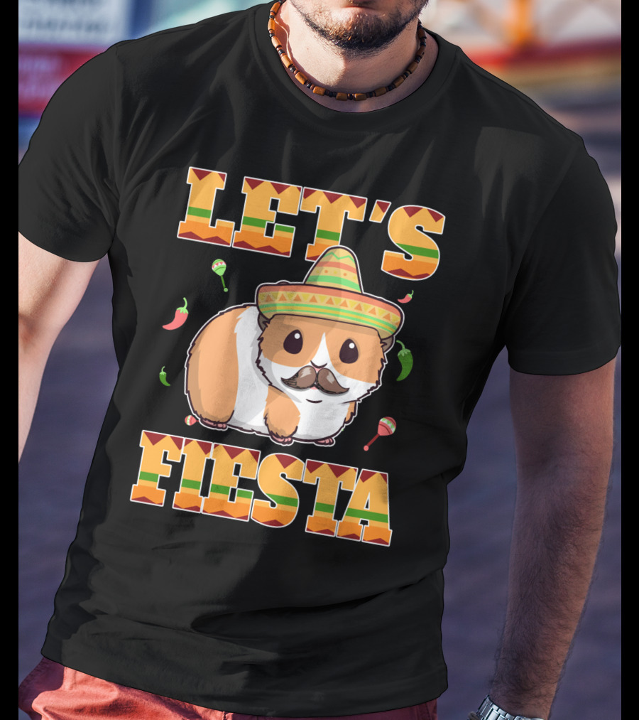Let's Fiesta Guinea Pig Sombrero Maracas Cinco De Mayo Mex T-Shirt