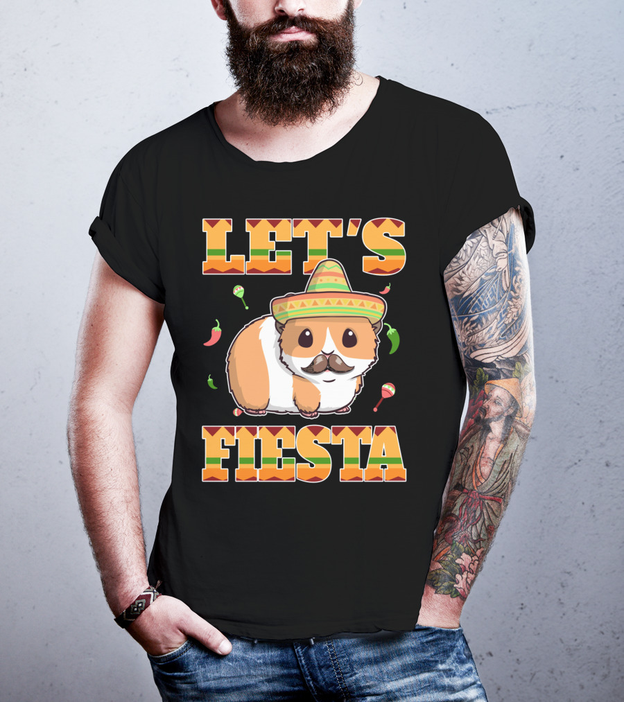 Let's Fiesta Guinea Pig Sombrero Maracas Cinco De Mayo Mex T-Shirt