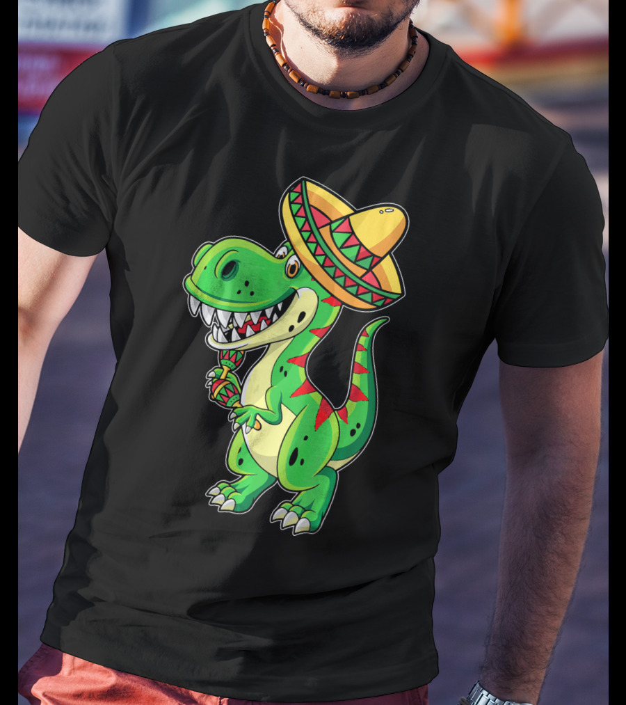 Cinco De Mayo Sombrero Tyrannosaurus Rex Dinosaur Fiesta T-Shirt