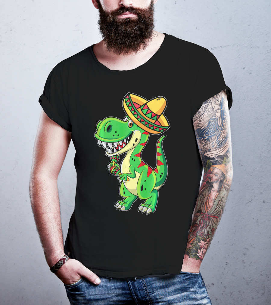 Cinco De Mayo Sombrero Tyrannosaurus Rex Dinosaur Fiesta T-Shirt
