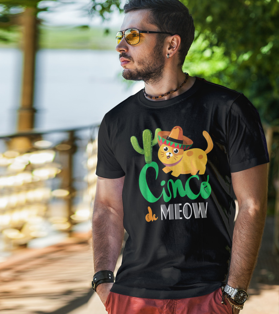 Cinco De Meow Cat Cactus Sombrero Mexico Cinco De Mayo T-Shirt