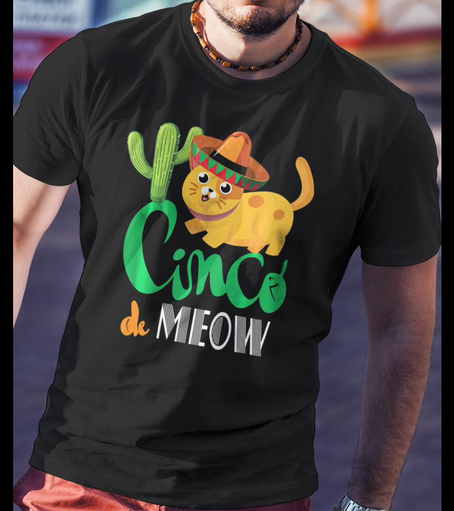 Cinco De Meow Cat Cactus Sombrero Mexico Cinco De Mayo T-Shirt