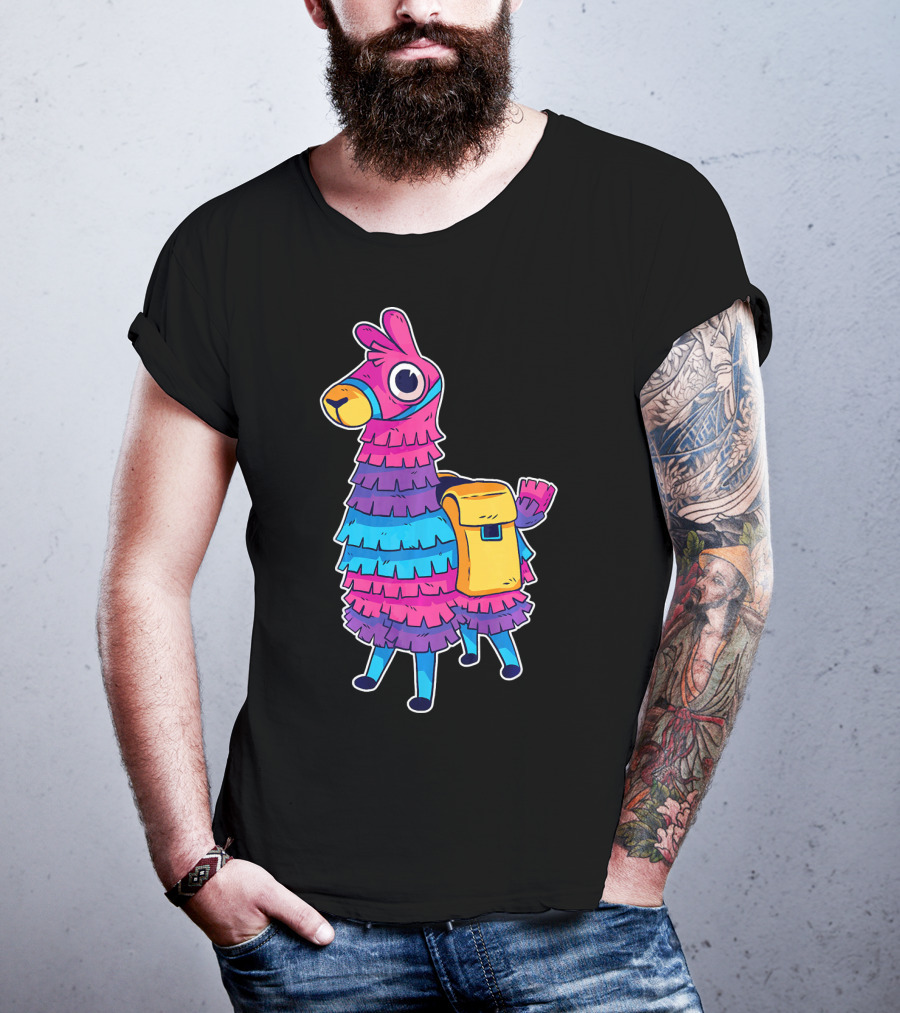 Llama Pinata Funny Festive Fiesta Party With Colorful Backpack T-Shirt