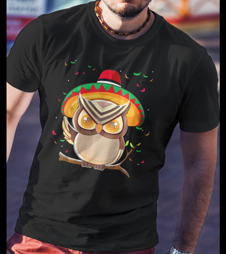 Cute Night Owl Sombrero Cinco De Mayo 5th Of May T-Shirt