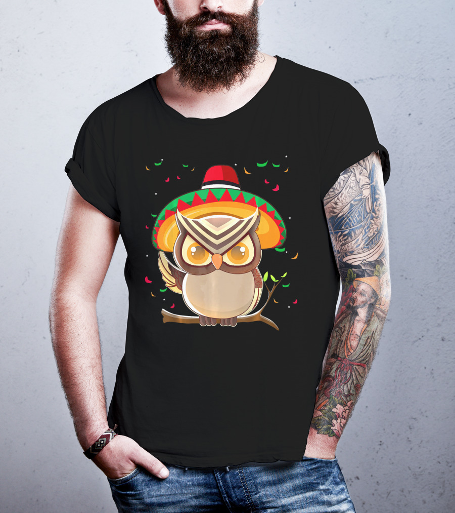 Cute Night Owl Sombrero Cinco De Mayo 5th Of May T-Shirt