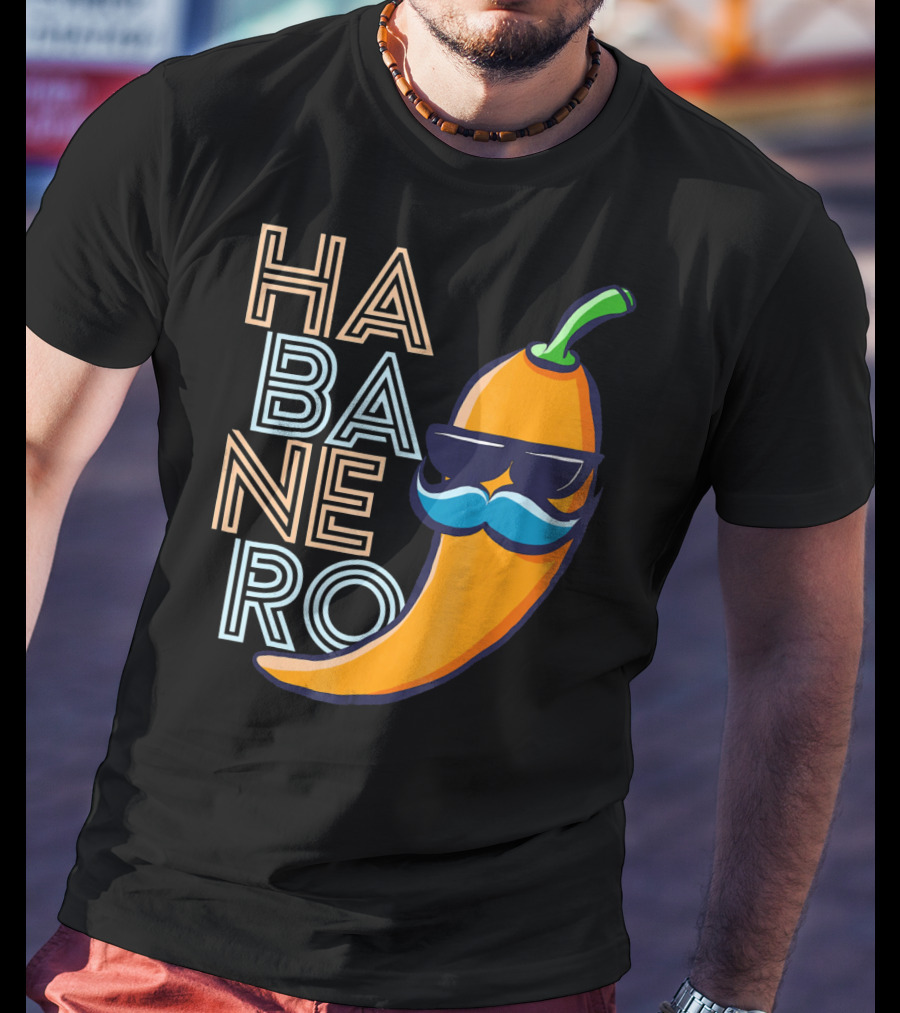 Habanero Lover Emoji Cinco De Mayo Mustache Pepper T-Shirt