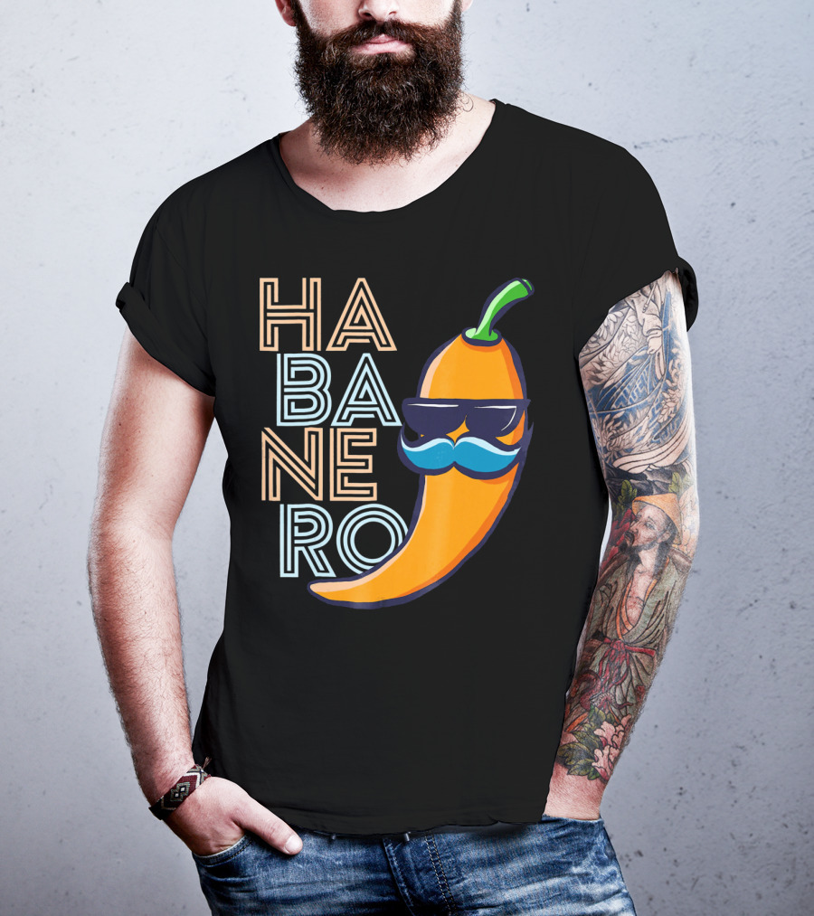 Habanero Lover Emoji Cinco De Mayo Mustache Pepper T-Shirt
