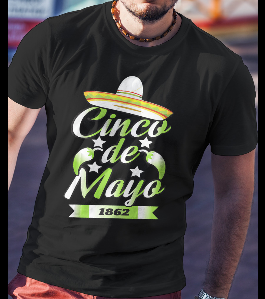 Cinco De Mayo 1862 Sombrero Mexican Cele Celebration With Stars And Sombrero T-Shirt