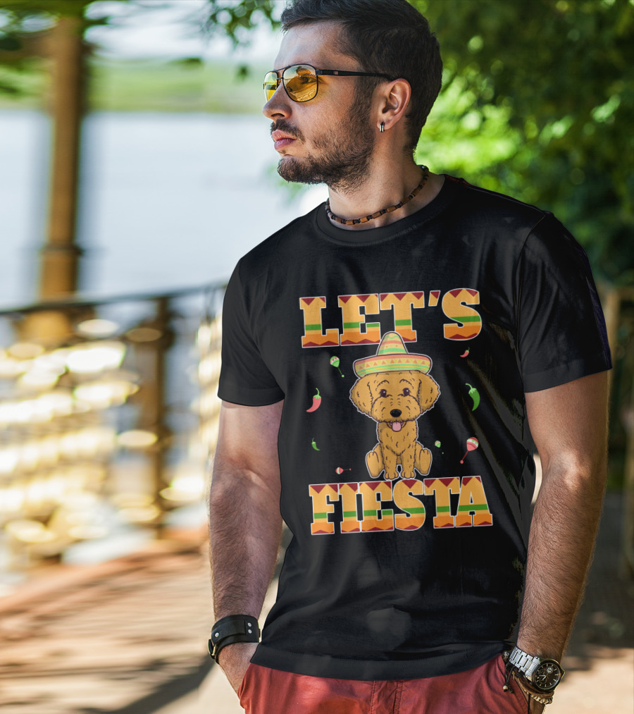 Let's Fiesta Goldendoodle Dog Cinco De Mayo Sombrero Maracas Peppers T-Shirt