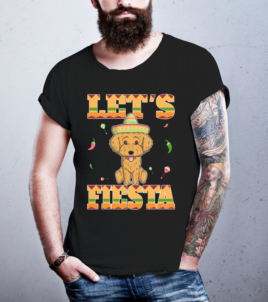 Let's Fiesta Goldendoodle Dog Cinco De Mayo Sombrero Maracas Peppers T-Shirt