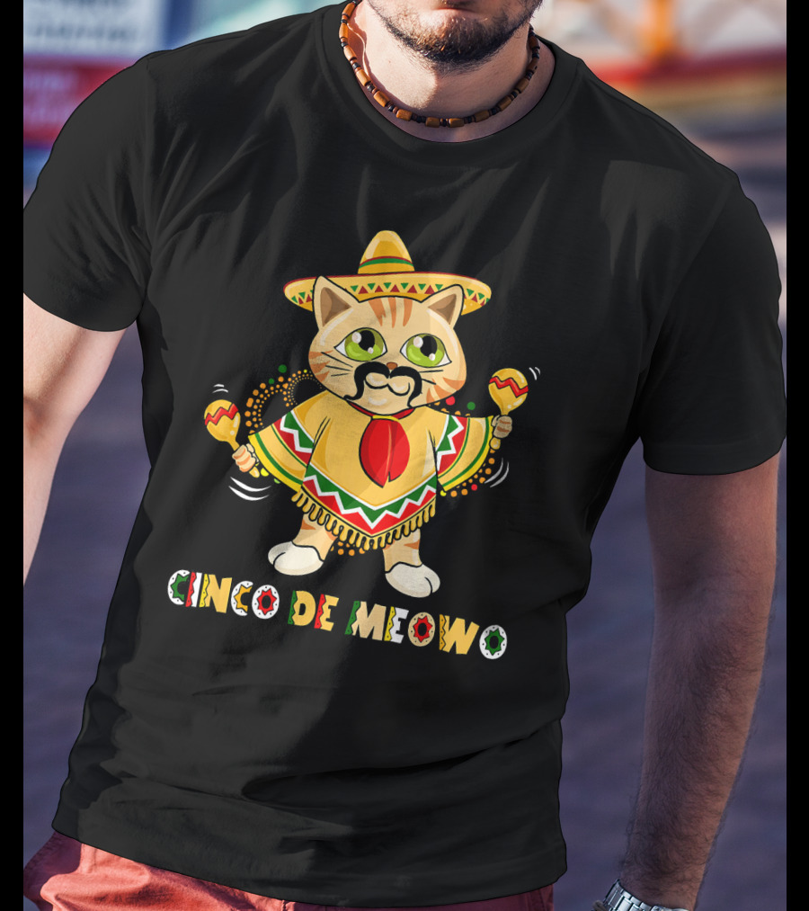 Cinco De Meowo Cat In Sombrero With Maracas T-Shirt