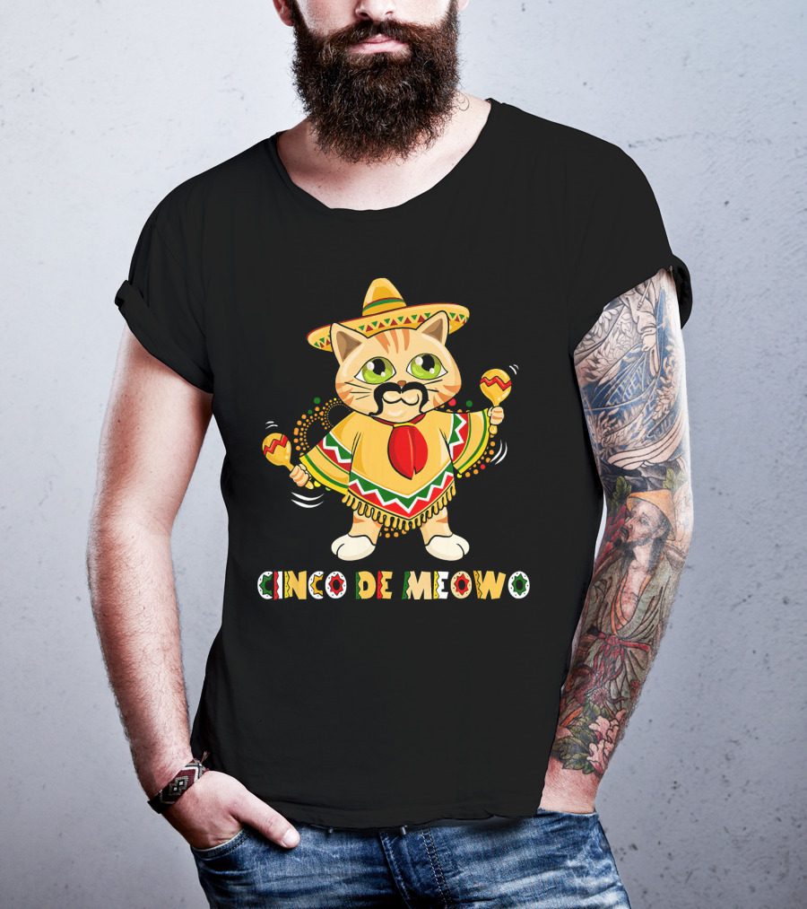 Cinco De Meowo Cat In Sombrero With Maracas T-Shirt