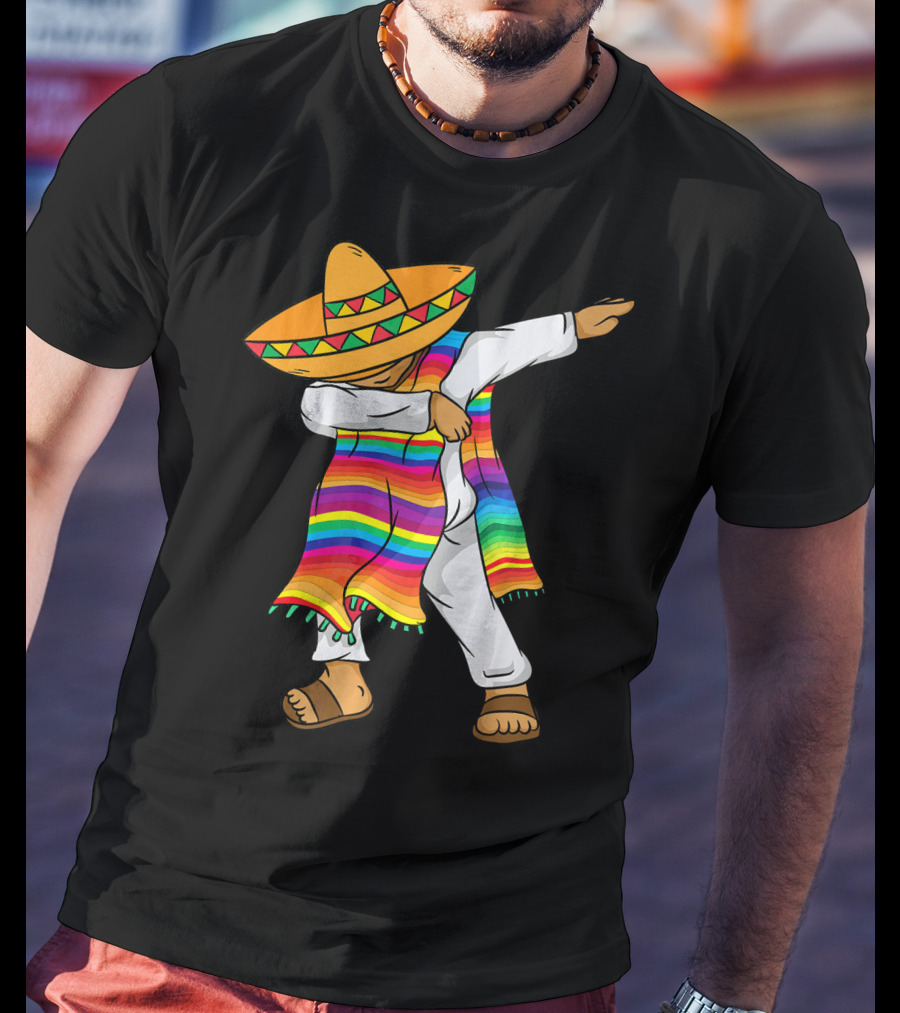 Dabbing Mexican Poncho Cinco De Mayo T-Shirt