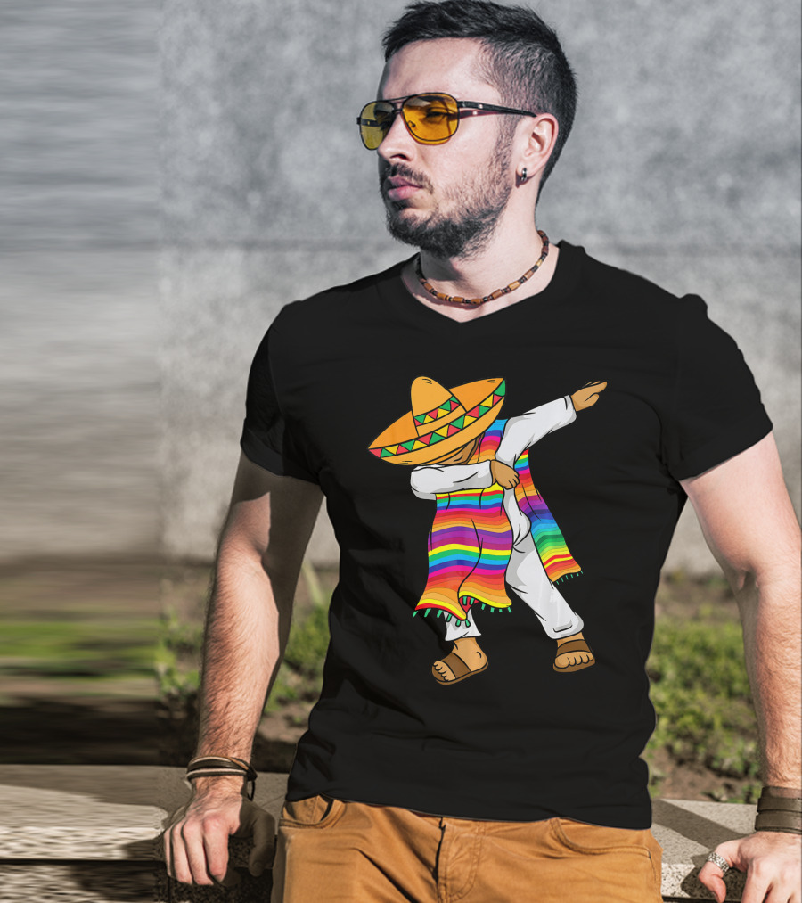 Dabbing Mexican Poncho Cinco De Mayo T-Shirt