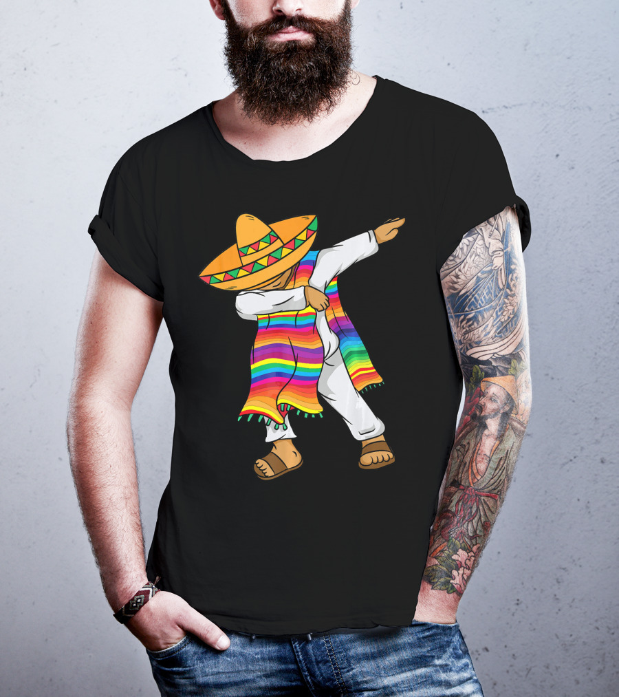 Dabbing Mexican Poncho Cinco De Mayo T-Shirt
