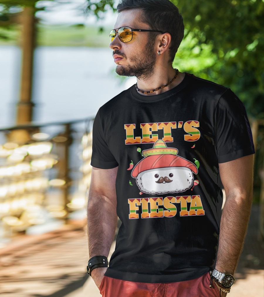 Let's Fiesta Sushi Cinco De Mayo Mexican Sombrero Cute Sushi T-Shirt