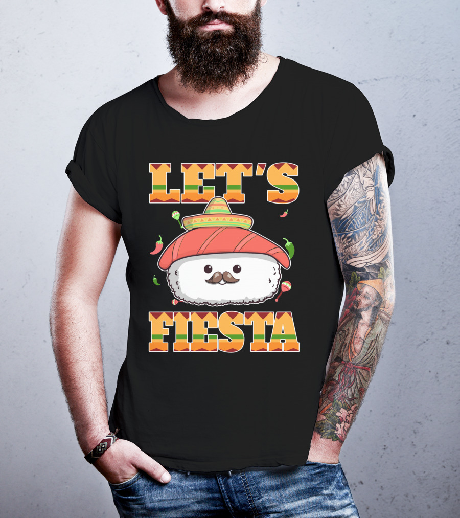 Let's Fiesta Sushi Cinco De Mayo Mexican Sombrero Cute Sushi T-Shirt