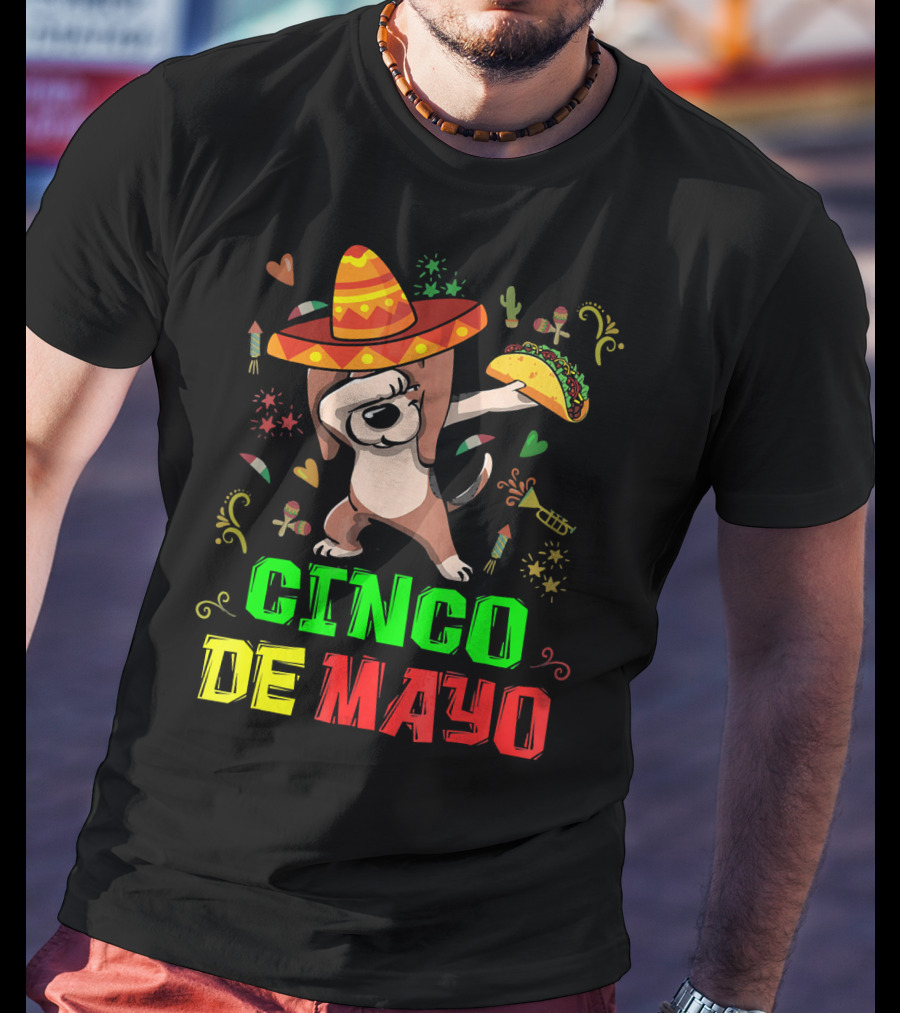 Cinco De Mayo Dabbing Taco Fiesta Dog Sombrero T-Shirt