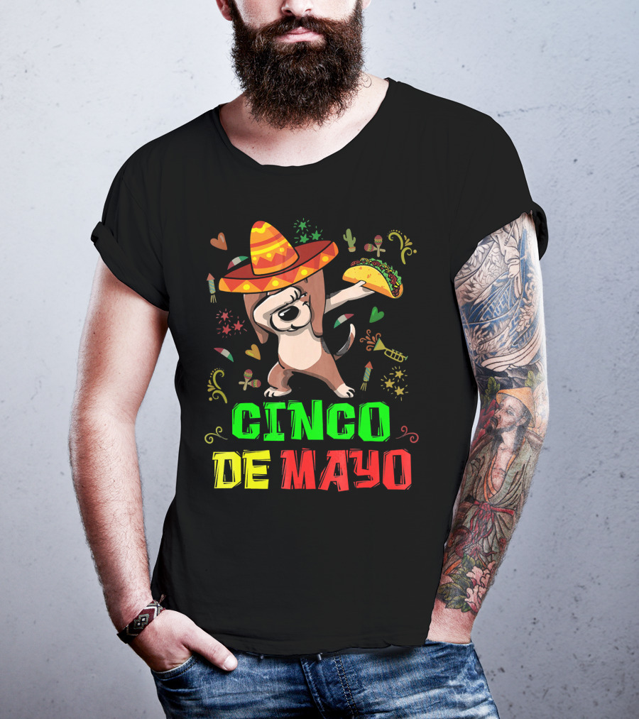 Cinco De Mayo Dabbing Taco Fiesta Dog Sombrero T-Shirt
