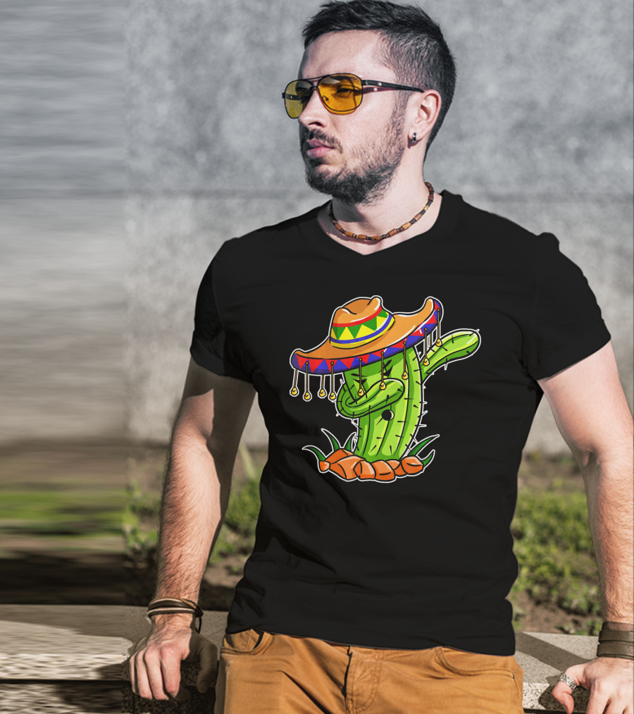 Dabbing Cactus Sombrero Cinco De Mayo T-Shirt