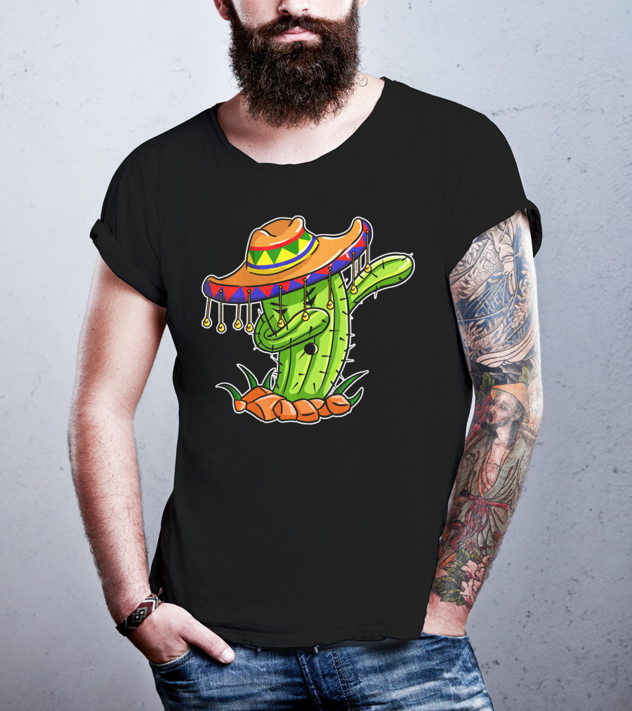 Dabbing Cactus Sombrero Cinco De Mayo T-Shirt
