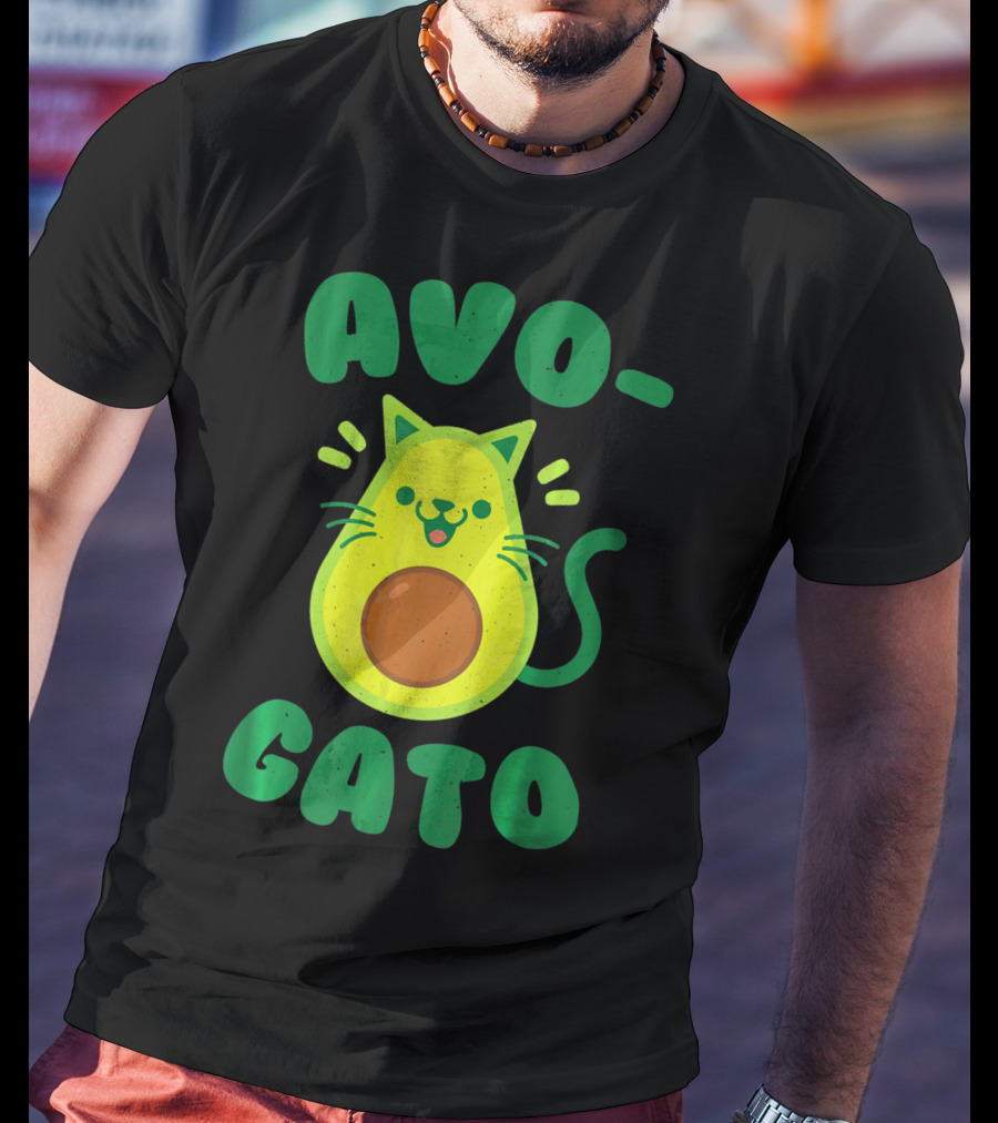 Avogato Avocado Cat Playful Green Fun T-Shirt