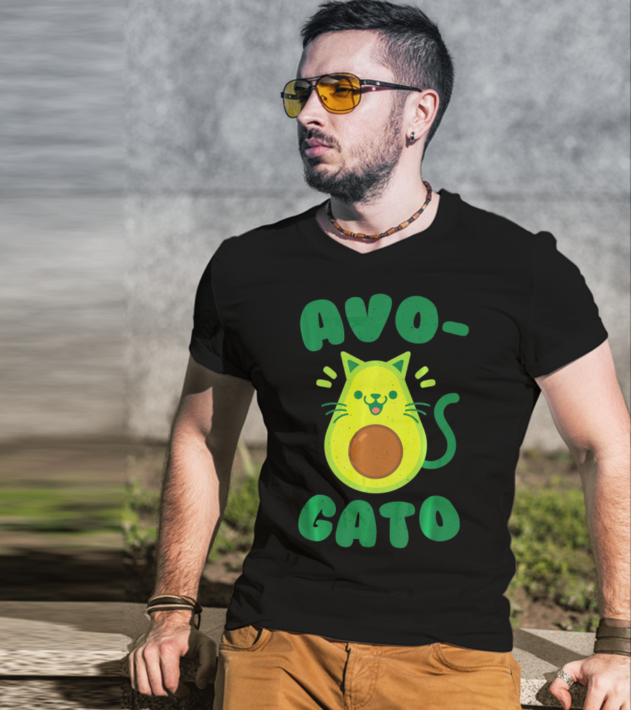 Avogato Avocado Cat Playful Green Fun T-Shirt