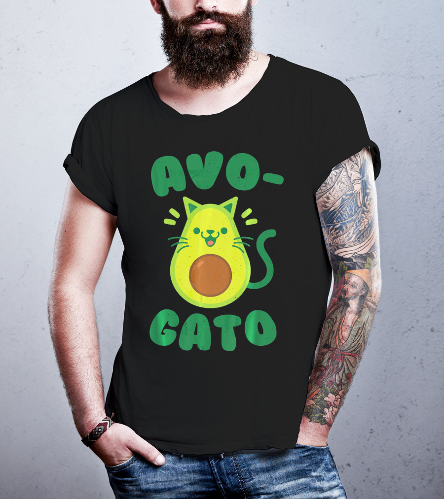 Avogato Avocado Cat Playful Green Fun T-Shirt