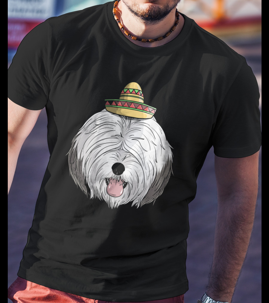 Old English Sheepdog Sombrero Cinco De Mayo Fiesta T-Shirt