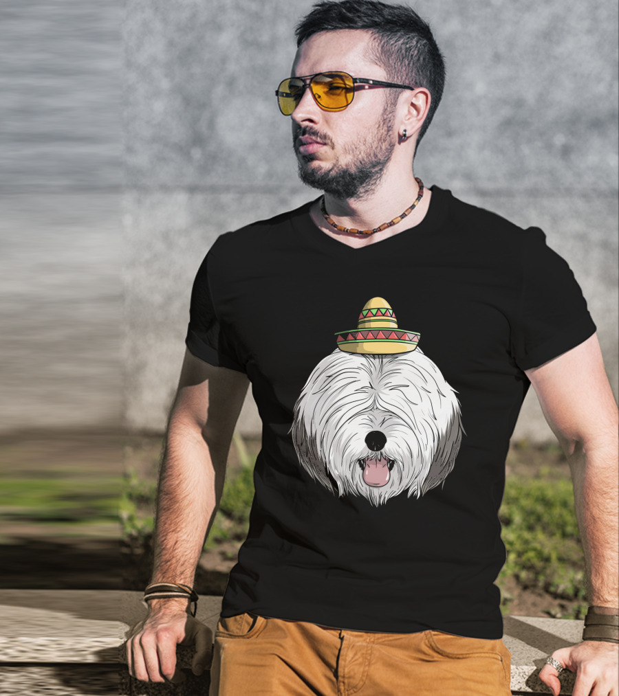 Old English Sheepdog Sombrero Cinco De Mayo Fiesta T-Shirt
