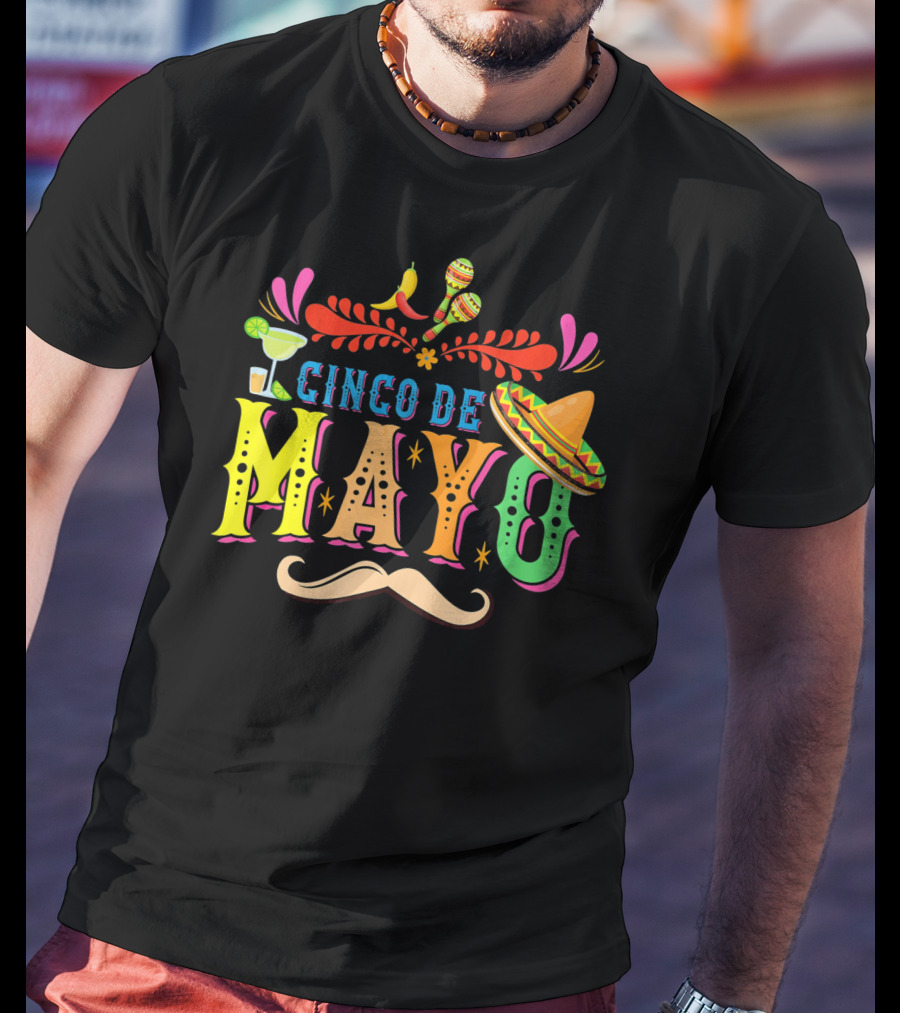 Cinco De Mayo Fiesta Sombrero Maracas Mustache T-Shirt