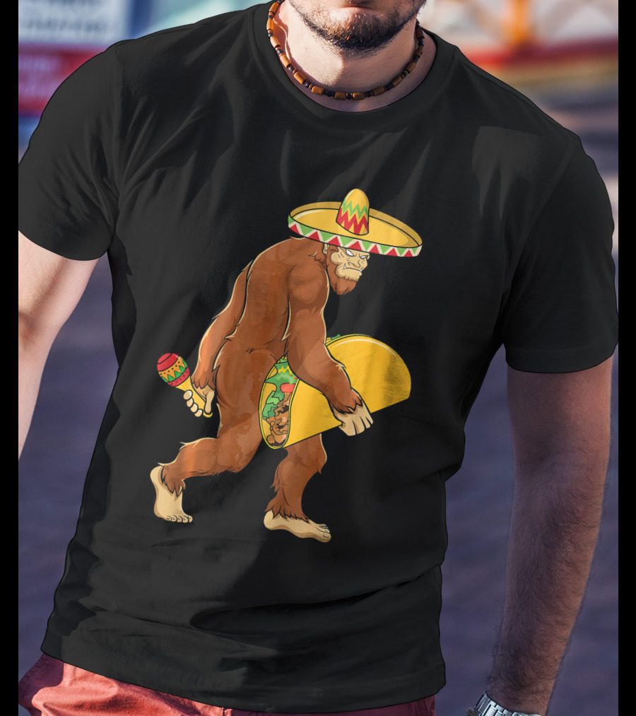 Bigfoot Taco Boys Cinco De Mayo Sombrero Maracas Fiesta T-Shirt