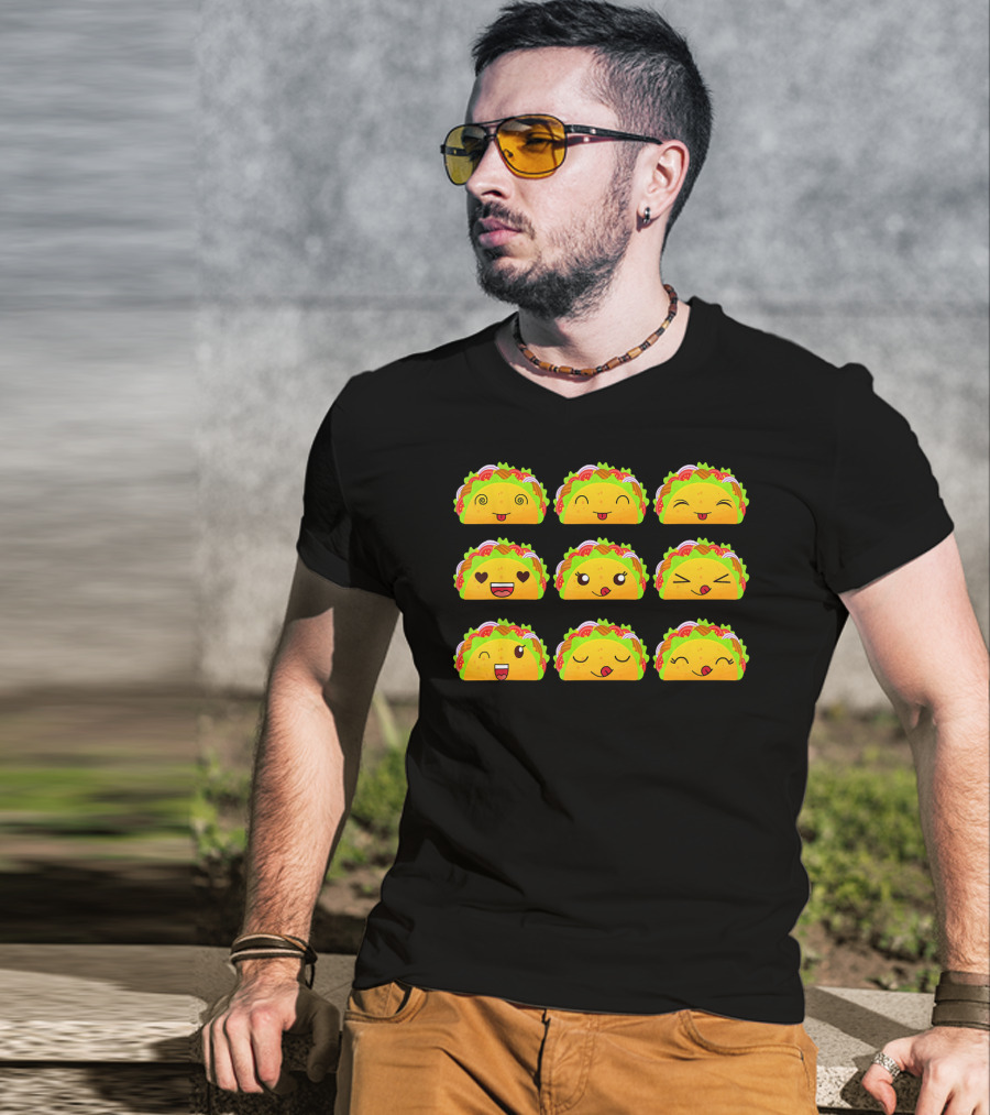 Taco Emoji Faces Taco Lover Collection T-Shirt