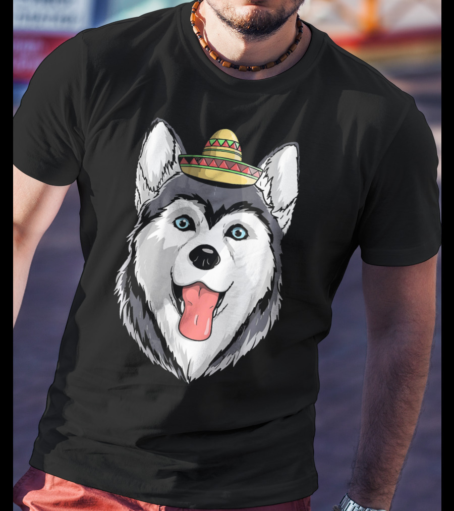Fiesta Siberian Husky Sombrero Cinco De Mayo Mexi T-Shirt