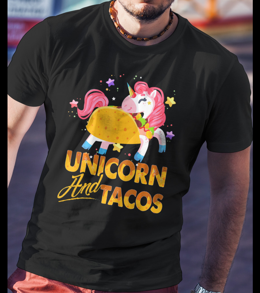 Unicorn And Tacos Colorful Cinco De Mayo Fun T-Shirt